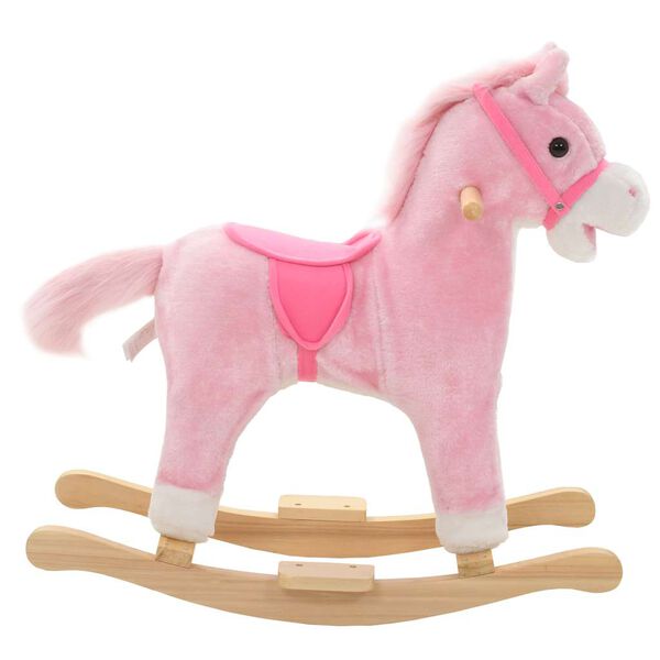 vidaXL Caballito balanc&iacute;n de peluche rosa 65x32x58 cm