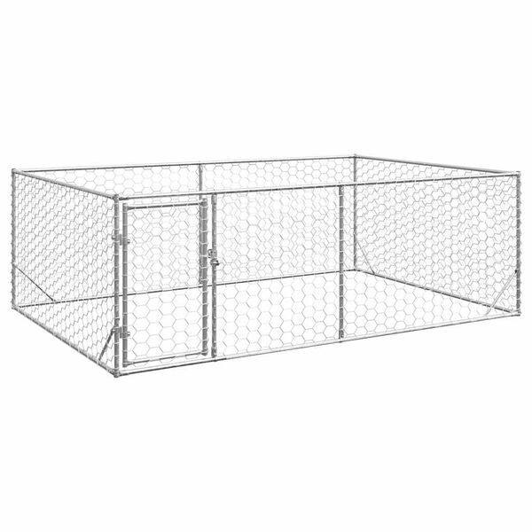 vidaXL Caseta para perros de exterior con puerta 3x2x1 m de acero galvanizado