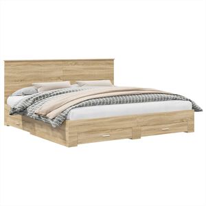 vidaXL Estructura de cama con cabecera Roble Sonoma 200 x 200 cm