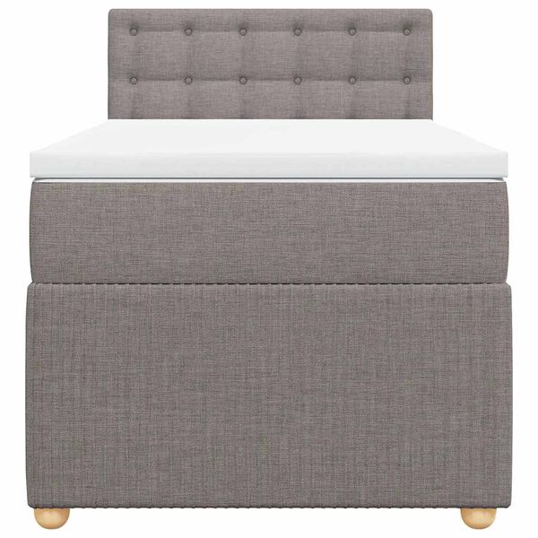 vidaXL Cama box spring con colch&oacute;n tela gris taupe 90x200 cm