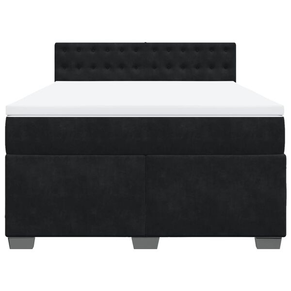 vidaXL Cama box spring con colch&oacute;n terciopelo negro 140x200 cm