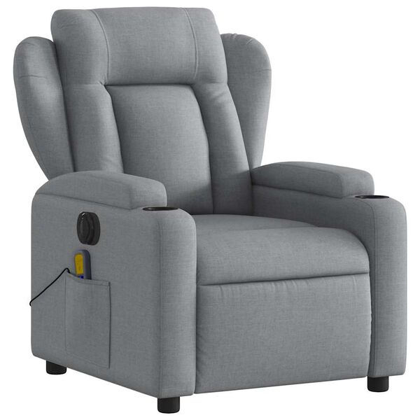vidaXL Sillón reclinable de masaje eléctrico tela gris claro