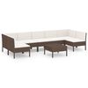 vidaXL Set muebles de jard&iacute;n 8 pzas y cojines rat&aacute;n sint&eacute;tico marr&oacute;n
