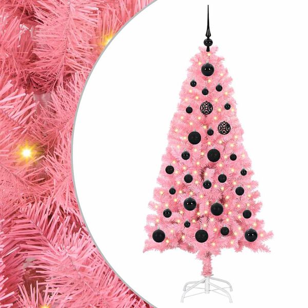 vidaXL Árbol de Navidad con 150 LED con soporte Rosa 150 cm PVC