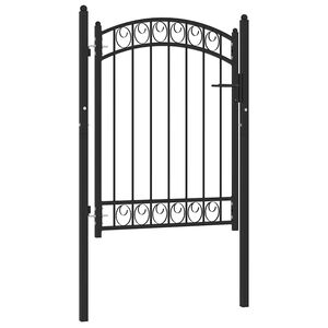 vidaXL Puerta de valla EMMEN con arco superior de acero, 100x98,5 cm, negro