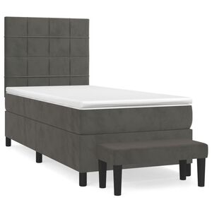 vidaXL Cama box spring con colch&oacute;n terciopelo gris oscuro 80x200 cm