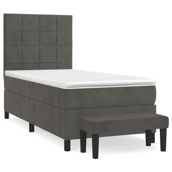 vidaXL Cama box spring con colch&oacute;n terciopelo gris oscuro 80x200 cm
