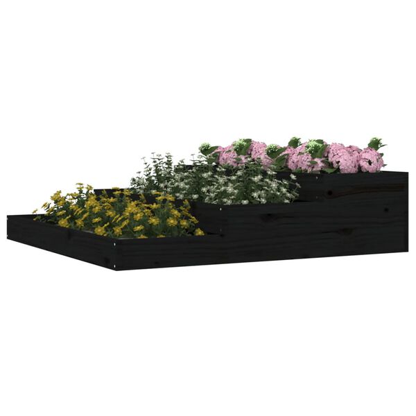 vidaXL Jardinera madera maciza de pino negro 107x107x27 cm
