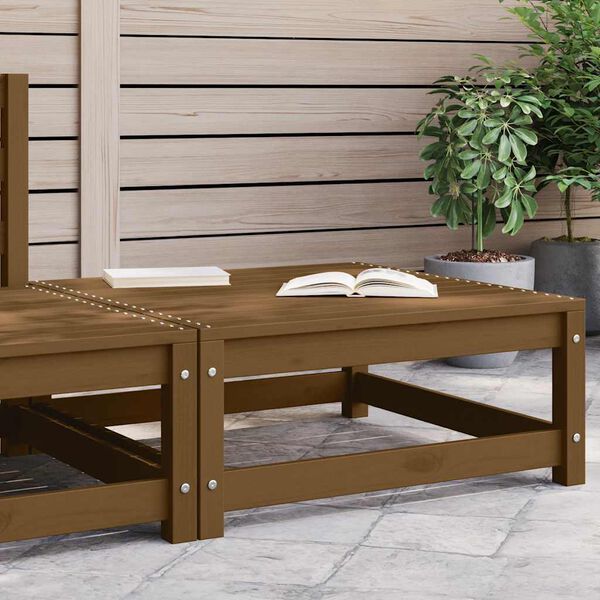 vidaXL Reposapi&eacute;s de jard&iacute;n madera maciza pino marr&oacute;n miel 70x70x30 cm