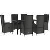 vidaXL Set comedor jardín 7 pzas y cojines ratán sintético negro gris