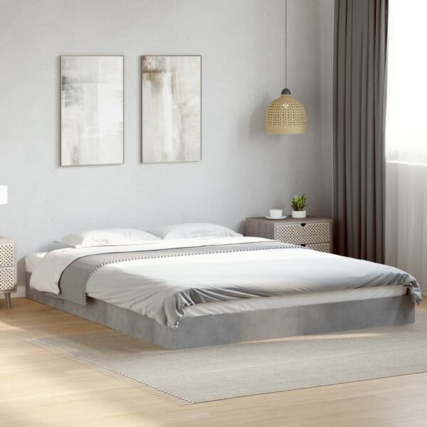 vidaXL Estructura de cama madera de ingenier&iacute;a gris hormig&oacute;n 160x200cm