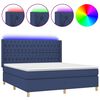 vidaXL Cama box spring colch&oacute;n y luces LED tela azul 180x200 cm