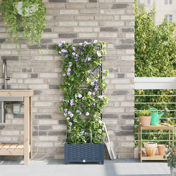 vidaXL Macetero de Jard&iacute;n Gris 40 x 40 x 126 cm Pl&aacute;stico