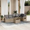 vidaXL Set sof&aacute;s de jard&iacute;n 7 piezas y cojines rat&aacute;n sint&eacute;tico beige