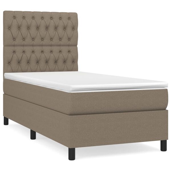 vidaXL Cama box spring con colch&oacute;n tela gris taupe 100x200 cm