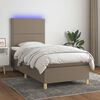 vidaXL Cama box spring colch&oacute;n y luces LED tela gris taupe 100x200 cm