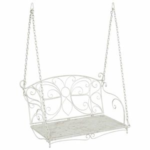 vidaXL Banco Columpio Acero 105,5 x 61 x 56 cm Blanco antiguo