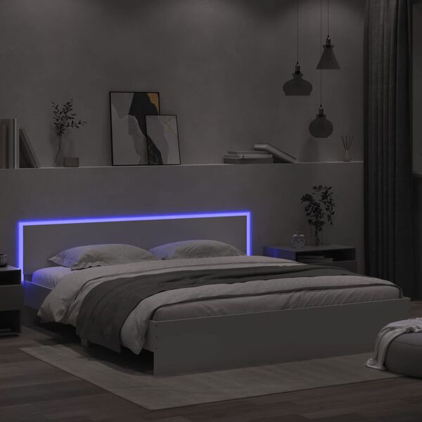 vidaXL Estructura de cama con LED sin colch&oacute;n blanco 180x200 cm