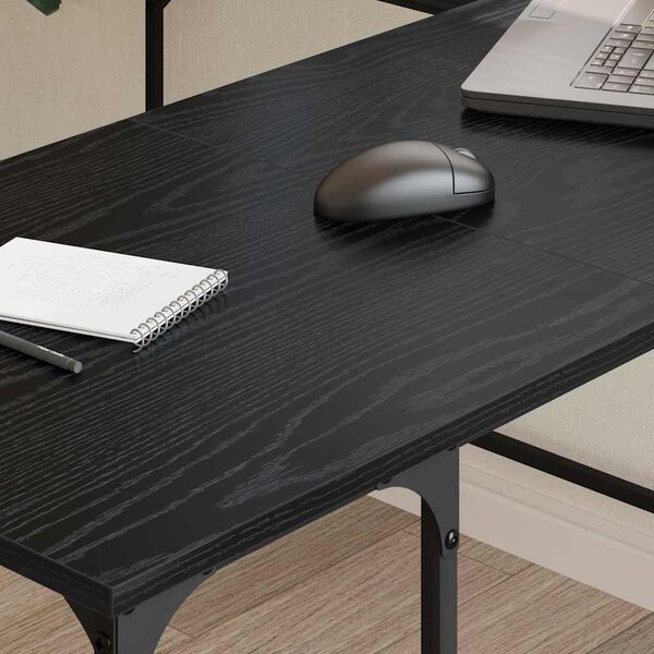 vidaXL Escritorio Roble Negro 139 x 139 x 75 cm Madera contrachapada