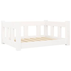 vidaXL Cama para perros madera maciza de pino blanco 65,5x50,5x28 cm