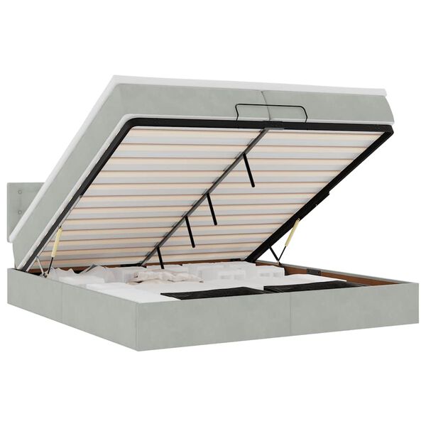 vidaXL Estructura de cama otomana con colch&oacute;n gris claro 200x200 cm