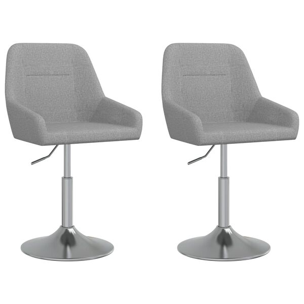 vidaXL Sillas de comedor giratorias 2 unidades tela gris claro