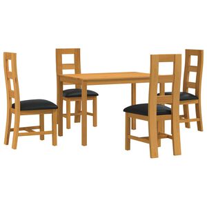 vidaXL Conjunto de comedor 5 uds. Negro Madera de Roble S&oacute;lido