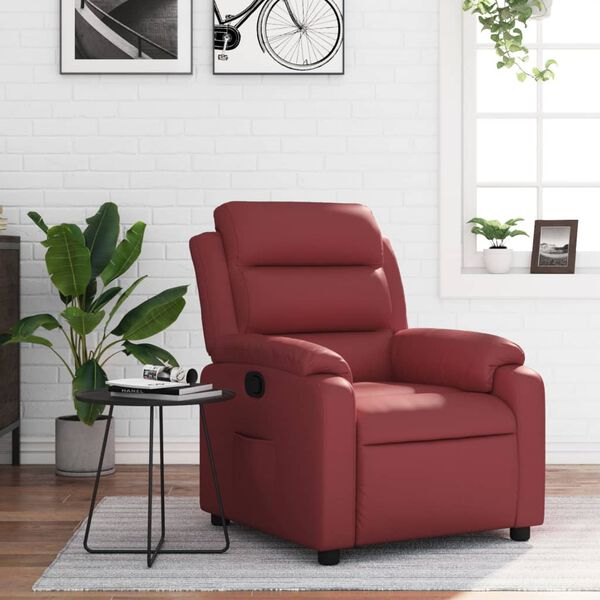 vidaXL Sill&oacute;n reclinable de cuero sint&eacute;tico rojo tinto