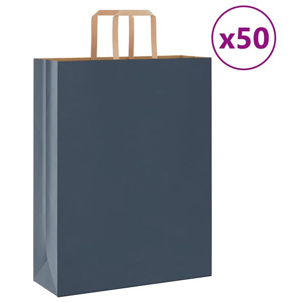 vidaXL Bolsas de papel con asas 50 uds azul 32x12x42 cm