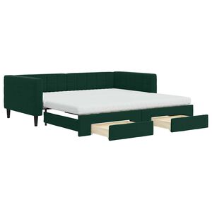 vidaXL Sof&aacute; cama nido con cajones terciopelo verde oscuro 100x200 cm