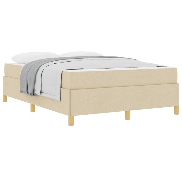 vidaXL Estructura de cama con colch&oacute;n Crema 140 x 190 cm tela