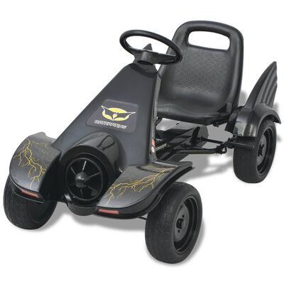 vidaXL Kart con pedales y asiento ajustable negro