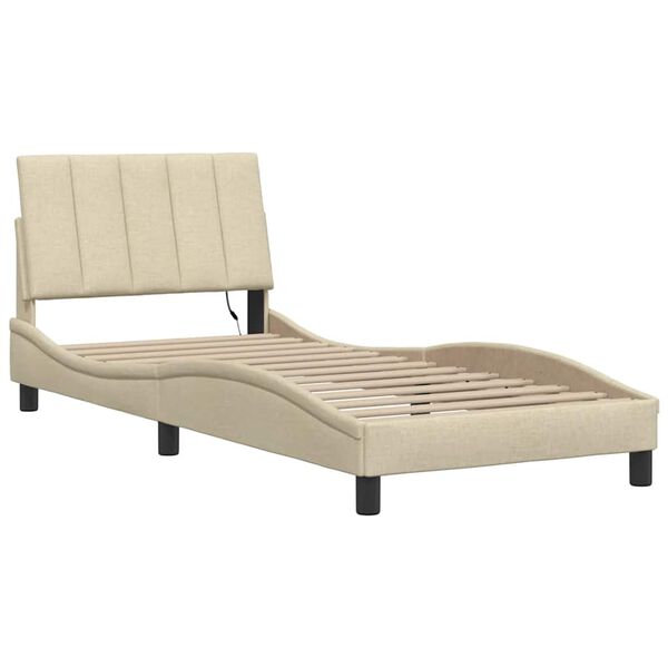 vidaXL Estructura de cama sin colch&oacute;n Hanko tela crema 80x200 cm