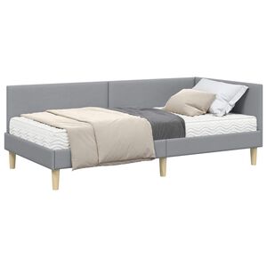 vidaXL Estructura de Cama Esquina con Colch&oacute;n 2 pcs Gris Claro tela