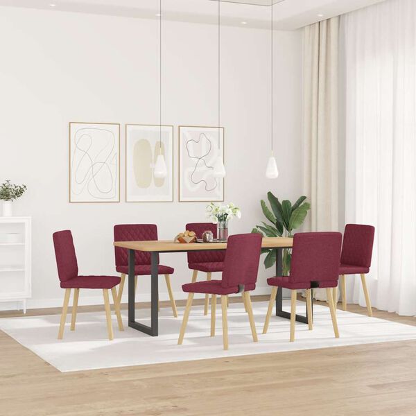 vidaXL Sillas de comedor 6 unidades tela rojo tinto