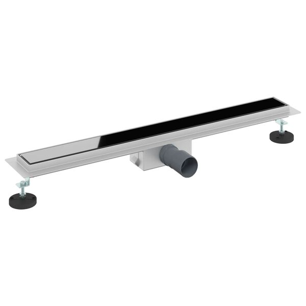 vidaXL Drenaje de ducha con tapa de vidrio Negro 70 cm