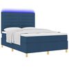 vidaXL Cama Box Spring LED con colch&oacute;n Azul 140 x 200 cm tela
