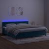 vidaXL Cama box spring colch&oacute;n y LED terciopelo azul oscuro 200x200 cm