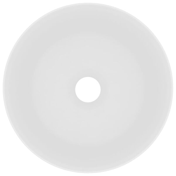 vidaXL Lavabo de lujo redondo cerámica blanco mate 40x15 cm
