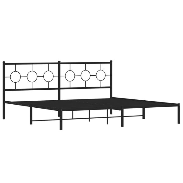 vidaXL Estructura cama sin colch&oacute;n con cabecero metal negro 200x200 cm