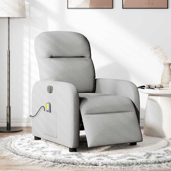vidaXL Sill&oacute;n reclinable de masaje el&eacute;ctrico tela gris nube