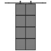 vidaXL Puerta corredera con herrajes negro 90x205 cm vidrio templado