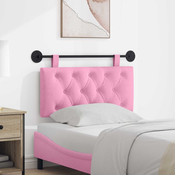 vidaXL Cabecera Colgante Montaje en la pared Rosa 100 x 55 x 7 cm tela