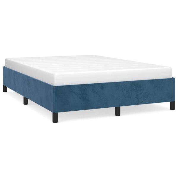 vidaXL Estructura de cama sin colch&oacute;n terciopelo azul oscuro 140x200cm