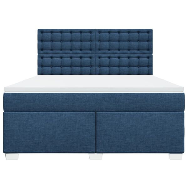 vidaXL Cama box spring con colch&oacute;n tela azul 180x200 cm