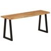 vidaXL Banco con borde natural de madera de acacia maciza 105 cm