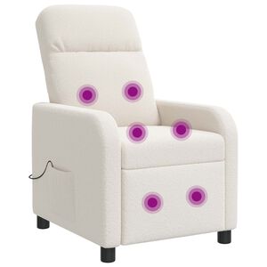 vidaXL Silla de masajes reclinable Crema Boucl&eacute;
