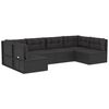 vidaXL Set muebles de jard&iacute;n 6 piezas y cojines rat&aacute;n sint&eacute;tico negro