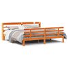 vidaXL Estructura cama con cabecero madera pino marr&oacute;n cera 180x200 cm