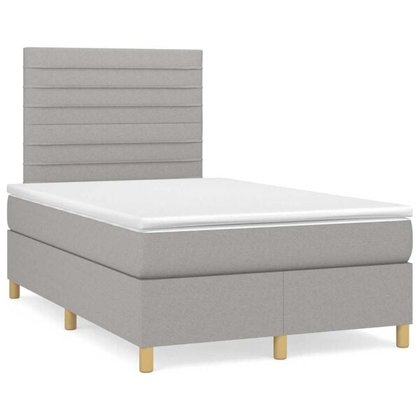 vidaXL Cama box spring con colch&oacute;n y LED tela gris claro 120x190 cm